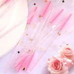 Conjunto de 50 pincéis de cílios e kit de cuidados para sobrancelhas com alça de cristal, escova espiral, ferramentas de extensão de cílios para estilo profissional de sobrancelhas - Imagem 5