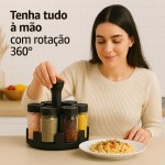 Organizador de Temperos Giratório 360° com 6 Potes de Vidro | Base Premium + Tampas Dosadoras – Cozinha Criativa e Funcional - Imagem 4