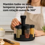 Organizador de Temperos Giratório 360° com 6 Potes de Vidro | Base Premium + Tampas Dosadoras – Cozinha Criativa e Funcional - Imagem 9