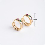 Brinco Argola Dourado com Fecho Click e Micro Zircônia Colorida Semijoia Folheada a Ouro 18k - Imagem 3