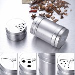 Kit 2 Potes Porta Condimentos em Aço Inox Saleiro com Tampa e Dosador para Sal Pimenta Temperos ou Palitos - Imagem 3