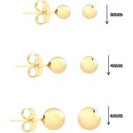 Trio de brincos Bolinha antialérgico Banhada Ouro 18k 3 pares - Imagem 4