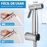 Ducha Higiênica Luxo 100% Metal – Chuveiro para Banheiro com Acabamento Preto Fosco, Design Moderno e Durável, Valvula de 1/2 polegada, Mangueira 1,50m Inclusa (prata) - Imagem 3