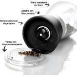 Kit 2 Moedor Triturador Giratório de Sal Pimenta Premium em Vidro Aço Inox com Tampa Regulador de Espessura Ideal para Temperos Grãos e Condimentos Secos - Imagem 5