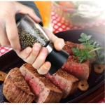 Kit 2 Moedor Triturador Giratório de Sal Pimenta Premium em Vidro Aço Inox com Tampa Regulador de Espessura Ideal para Temperos Grãos e Condimentos Secos - Imagem 7