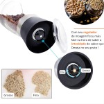 Kit 2 Moedor Triturador Giratório de Sal Pimenta Premium em Vidro Aço Inox com Tampa Regulador de Espessura Ideal para Temperos Grãos e Condimentos Secos - Imagem 8