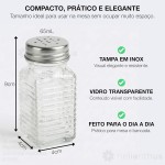2 Saleiro Porta Temperos de Vidro 65ml com Tampa Inox – Porta Condimentos Wave para Cozinha – Pimenteiro Mesa Resistente e Prático (2 Saleiros) - Imagem 3
