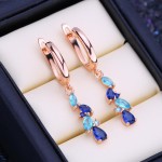 Brinco Feminino Cristais Zircônia Azul "Puro Brilho" – 4,1cm – Semijoia Elegante Clássica e Versátil para Todas as Ocasiões – Acompanha Bolsa de Veludo - Imagem 7