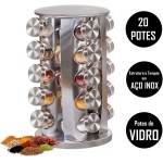 Porta Temperos Condimentos 20 Potes Giratorio Redondo Inox, Alira Home - Imagem 2