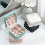 Porta Joias Pequeno Couro Mini Estojo Organizador de Joias Bijuterias Colar Pulseira Relógio Ideal para Viagens e Organização de Armário Portátil (Azul) - Imagem 7