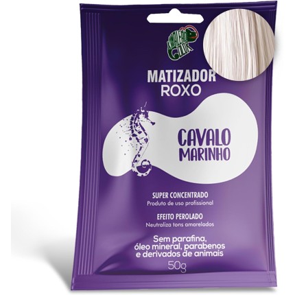 KAMALEÃO COLOR Matizador Roxo Cavalo Marinho - Neutralizador de Tons Amarelados - Efeito Perolado - Para Cabelos Loiros Platinados - Sachê 50g