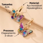 Brinco Feminino "Butterfly" 6cm em Aço Inoxidável Antialérgico – Design Fashion com Simbologia de Transformação e Autoestima – Acompanha Bolsa de Veludo - Imagem 3