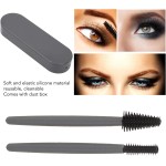 Naroote Conjunto de Escova de Cílios, Escova de Maquiagem de Silicone Elástico Macio, Lavável Reutilizável Com Caixa, Ideal para Casa e Salão de Beleza, Verde (Cinza) - Imagem 8
