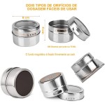 Porta Temperos Condimentos Aço Inox Magnético 6 Potes Triângulo CBRN12411 - Commerce Brasil - Imagem 4