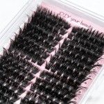 Conjunto de cachos de cílios individuais 200D, extensões de cílios de volume grosso D Curl 10-18 mm, com escova de cílios e pinça - Imagem 3