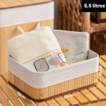 Cestos Organizadores De Bambu 3 Unidades Multiuso Com Forro Perfeito Para Banheiros, Armários, Lavanderias. Bonito e Elegante (Natural) - Imagem 3