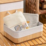 Cestos Organizadores De Bambu 3 Unidades Multiuso Com Forro Perfeito Para Banheiros, Armários, Lavanderias. Bonito e Elegante (Natural) - Imagem 6