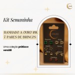 Kit Semaninha com 7 Pares de Brincos Sortidos Banhados A Ouro | Design Delicado para Cada Dia da Semana - Lunnanel Semijoias - Imagem 3