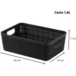 Kit 3 Cestos Organizadores Multiuso Rattan Home Organizer P-M-G Cor: Preto - Imagem 3