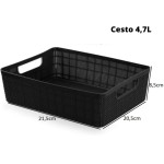 Kit 3 Cestos Organizadores Multiuso Rattan Home Organizer P-M-G Cor: Preto - Imagem 4
