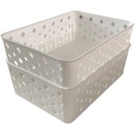 Kit 10 Cestos Multiuso Organizador Empilhável Gaveta 19x14x6 Cor:Branco - Imagem 2