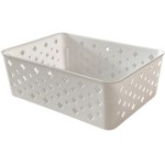 Kit 10 Cestos Multiuso Organizador Empilhável Gaveta 19x14x6 Cor:Branco - Imagem 3