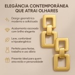 Brincos Geométricos Pendentes Minimalistas - Elegância Contemporânea e Minimalismo Sofisticado - Imagem 2