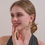 Brincos Geométricos Pendentes Minimalistas - Elegância Contemporânea e Minimalismo Sofisticado - Imagem 6