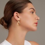 Brincos Geométricos Pendentes Minimalistas - Elegância Contemporânea e Minimalismo Sofisticado - Imagem 7