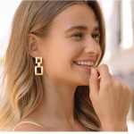 Brincos Geométricos Pendentes Minimalistas - Elegância Contemporânea e Minimalismo Sofisticado - Imagem 9