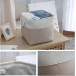 Caixa Cesto Organizador De Tecido Linho dobrável Offwhite Alça Algodão Trançado (33x33x33cm) - Imagem 3