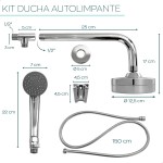 Dona D Cor, Ducha Chuveiro Autolimpante Redondo Cromado Articulável Com Chuveirinho de Mão Haste Curvada 25cm Inox Para Aquecedor a Gás Derivador Parade Banheiro - Imagem 4