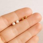 Kit Brinco infantil Pérola e Bolinha Tarraxa Baby Banhado A ouro 18k Antialergico - Imagem 7