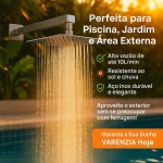 Chuveiro De Banho Premium Quadrado 20x20cm Inox, Com Braço De Parede, Alta Vazão, Para Piscina, Jardim, Área Externa, Marca VARENZIA - Imagem 3