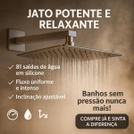Chuveiro De Banho Premium Quadrado 20x20cm Inox, Com Braço De Parede, Alta Vazão, Para Piscina, Jardim, Área Externa, Marca VARENZIA - Imagem 4