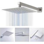 Chuveiro De Banho Premium Quadrado 20x20cm Inox, Com Braço De Parede, Alta Vazão, Para Piscina, Jardim, Área Externa, Marca VARENZIA - Imagem 9