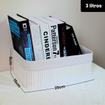 Cestos Organizadores De Bambu 3 Unidades Multiuso Com Forro Perfeito Para Banheiros, Armários, Lavanderias. Bonito e Elegante (Branco) - Imagem 3
