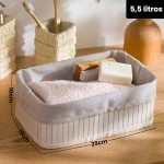 Cestos Organizadores De Bambu 3 Unidades Multiuso Com Forro Perfeito Para Banheiros, Armários, Lavanderias. Bonito e Elegante (Branco) - Imagem 4