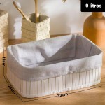 Cestos Organizadores De Bambu 3 Unidades Multiuso Com Forro Perfeito Para Banheiros, Armários, Lavanderias. Bonito e Elegante (Branco) - Imagem 5