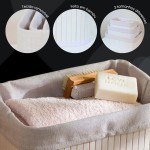 Cestos Organizadores De Bambu 3 Unidades Multiuso Com Forro Perfeito Para Banheiros, Armários, Lavanderias. Bonito e Elegante (Branco) - Imagem 6