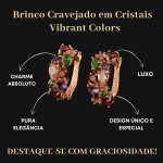 Brinco Feminino Luxo "Vibrant Colors" – Cristais Coloridos, Semijoia Premium com Zircônias, Clássico e Elegante – Estilo Aesthetic e Sofisticação – Acompanha Bolsa de Veludo - Imagem 5