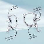 Brinco Feminino Minimalista Gato em Prata 925 - "Cute Love" | Hipoalergênico, Leve, Elegante, Amante de Gatos - Acompanha Bolsa de Veludo - Imagem 7