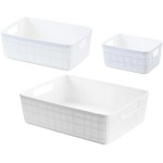 Kit 3 Cestos Organizadores Multiuso Rattan Home Organizer P-M-G Cor: Branco
