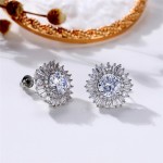 Brinco Feminino Clássico "Dália de Cristal" – Cobre com Zircônias Cúbicas e Lapidação Esmeralda – Elegância e Sofisticação – Acompanha Bolsa de Veludo - Imagem 7
