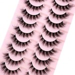 10 pares de cílios postiços com pinça e escova, cílios 8D Wispy Cat Eye Volume - Imagem 3