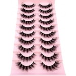 10 pares de cílios postiços com pinça e escova, cílios 8D Wispy Cat Eye Volume - Imagem 5