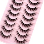 10 pares de cílios postiços com pinça e escova, cílios 8D Wispy Cat Eye Volume - Imagem 4
