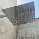 Ducha Para Piscina 30x30 Inox 304 1 Acabamento Padrão Deca Todo de Metal Chuveiro Área Externa Design Quadrado Cromado Quintal de Parede Água Fria Lazer ao Ar Livre - Imagem 9
