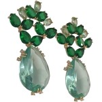 Brinco Gota Esmeralda com Mini Zircônias, Banho de Ouro 18k - Imagem 2