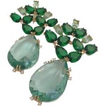 Brinco Gota Esmeralda com Mini Zircônias, Banho de Ouro 18k - Imagem 3